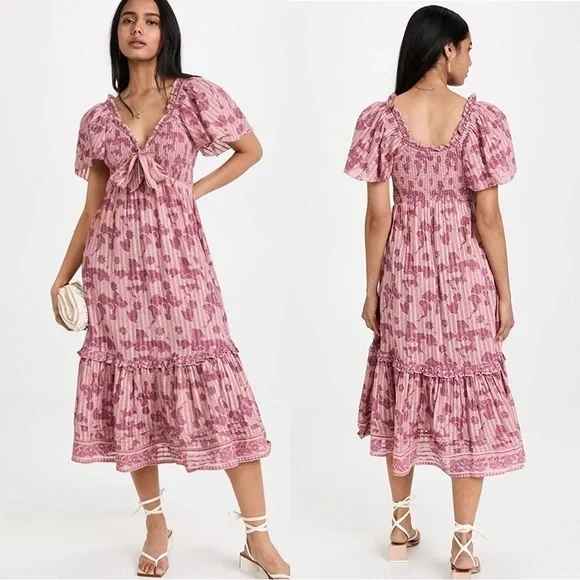 Cleobella Ashlyn Midi Dress in Batik Print Cottage Core - Picture 1 of 9